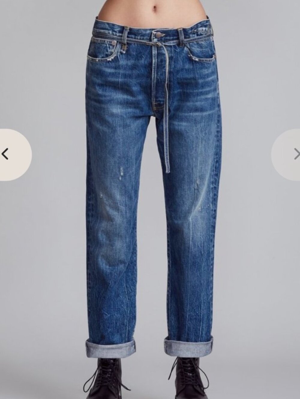 LAST R13 Paperbag Hayden Jeans Sz 27 Distressed Grunge 34 x 27 Blue Denim $425
